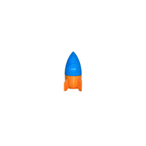 Blue rocket with orange base. 